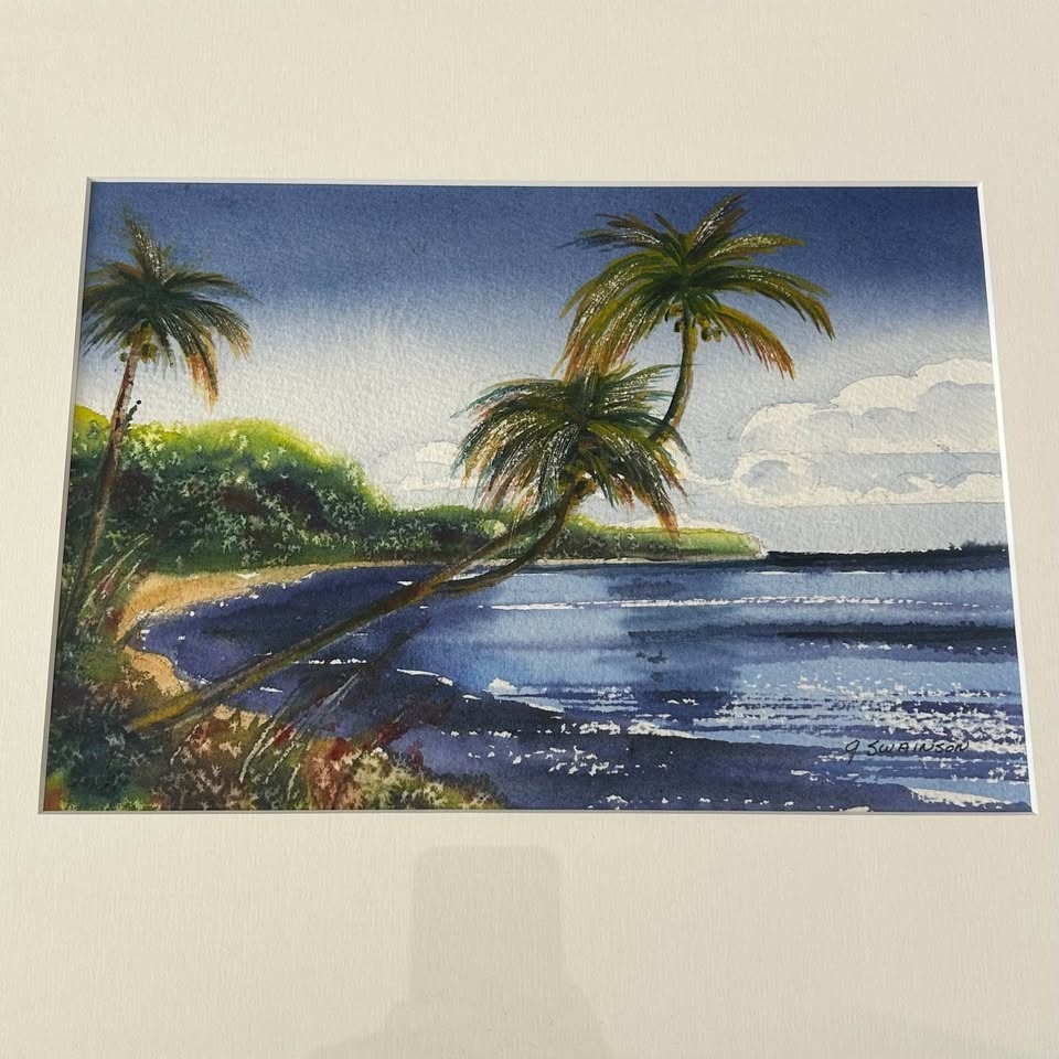 Original Signed Watercolor Painting – “Palms at the Beach” by J. - photo 2