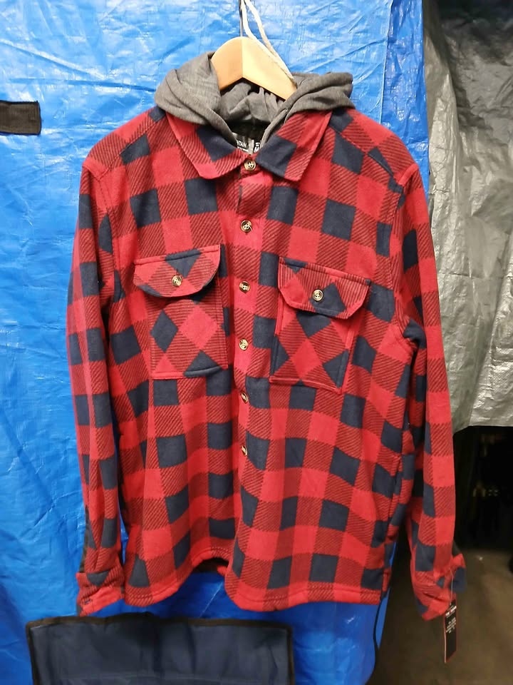 Stone Mountain Plaid Hooded Flannel Jacket M