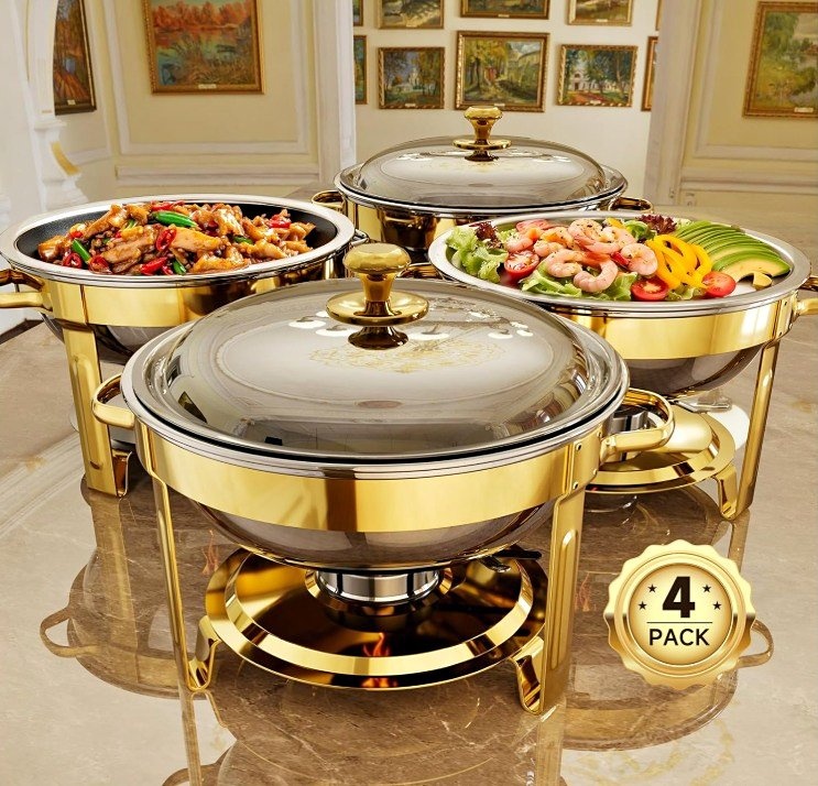 Stainless Steel Chafing Dish Set - 4 Pack