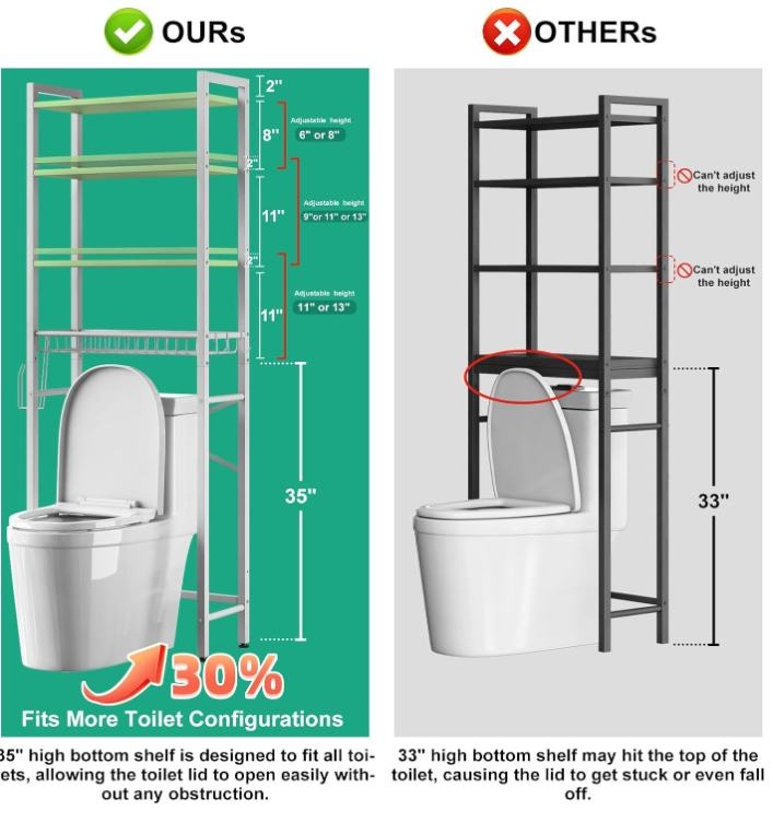 New Over-The-Toilet Storage Rack, 4-Tier Organizer Shelf - photo 4