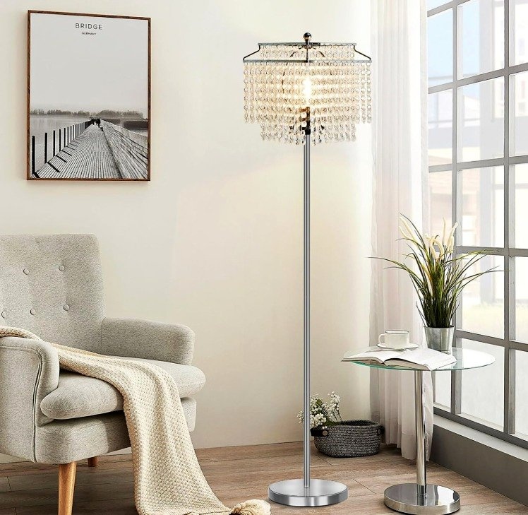 New Modern Elegant Crystal Standing Floor Lamps for Living Room
