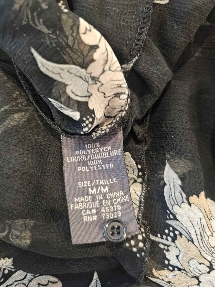 Suzy Shier - black floral long sleeve dress, Size Medium - photo 5