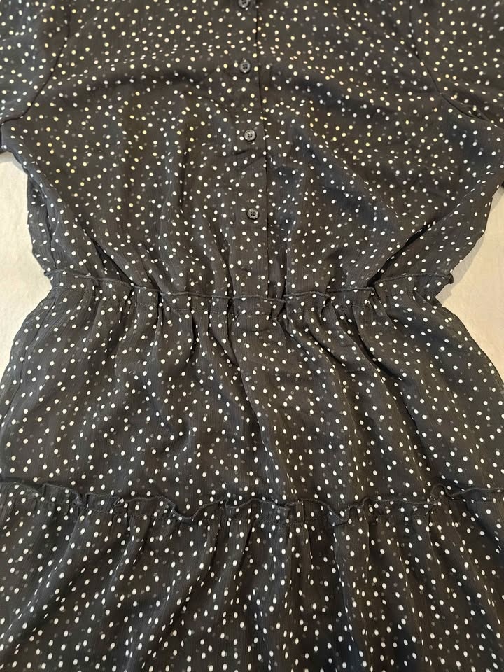 Suzy Shier Black Polka Dot Shirtdress - Medium - photo 5