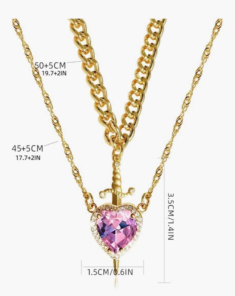 NEW Fashionable Heart and Swords Necklace - photo 3