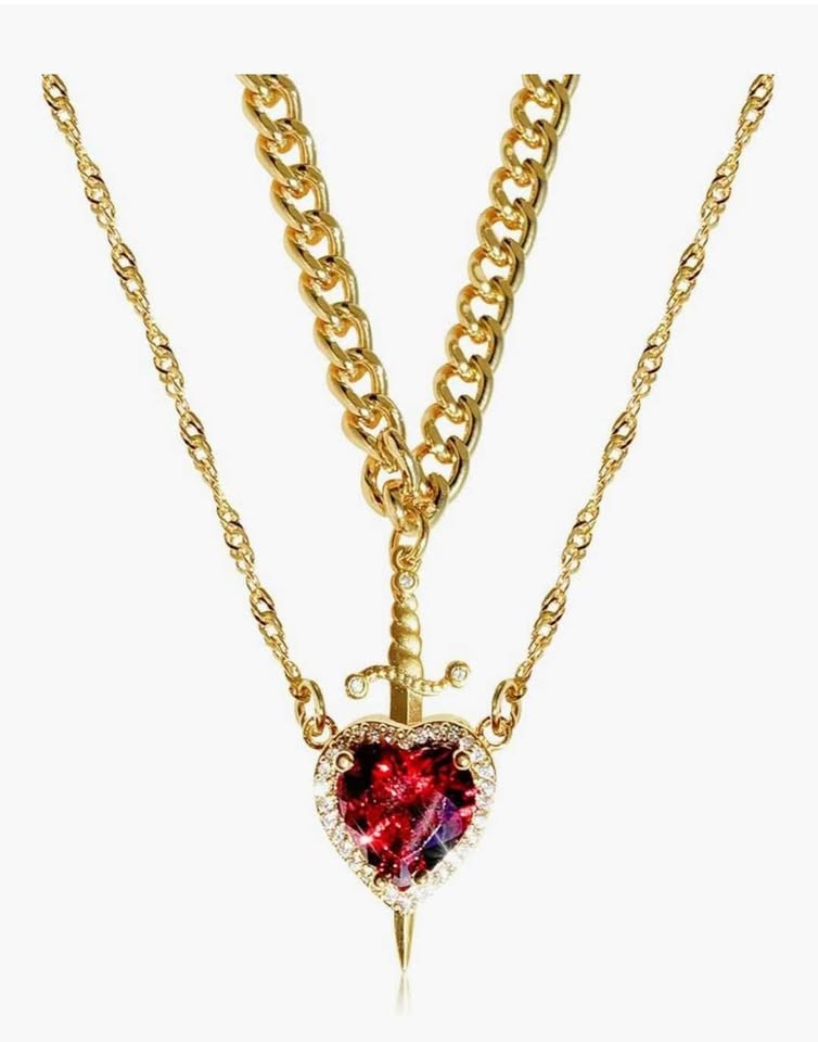 NEW Fashionable Heart and Swords Necklace - photo 4