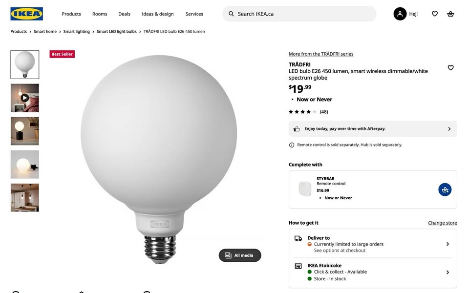 IKEA Tradfri E26 LED Smart Bulb x 2