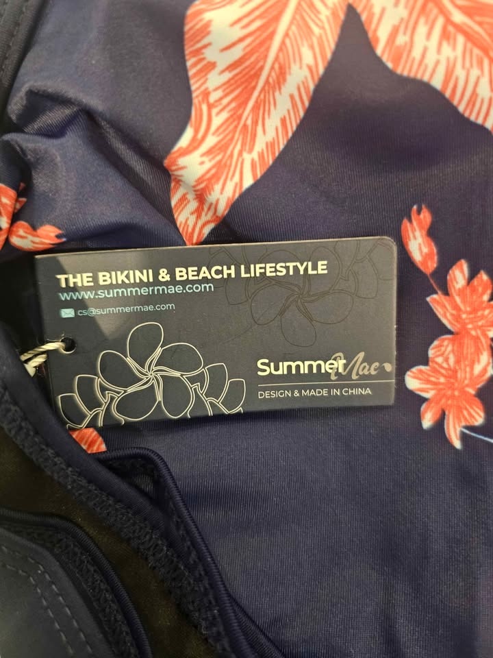 Summer Mae Floral Tankini Swimsuit Set Navy Coral. Size XL - photo 4