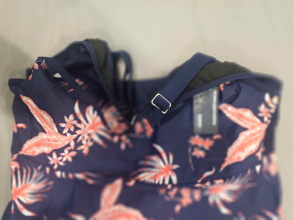 Summer Mae Floral Tankini Swimsuit Set Navy Coral. Size XL - photo 5