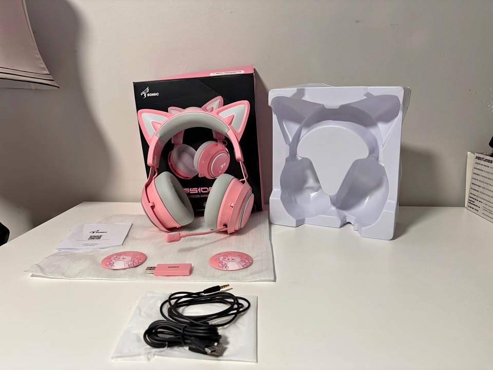SOMIC GS510 Pro Cat Ear Gaming Headset Pink