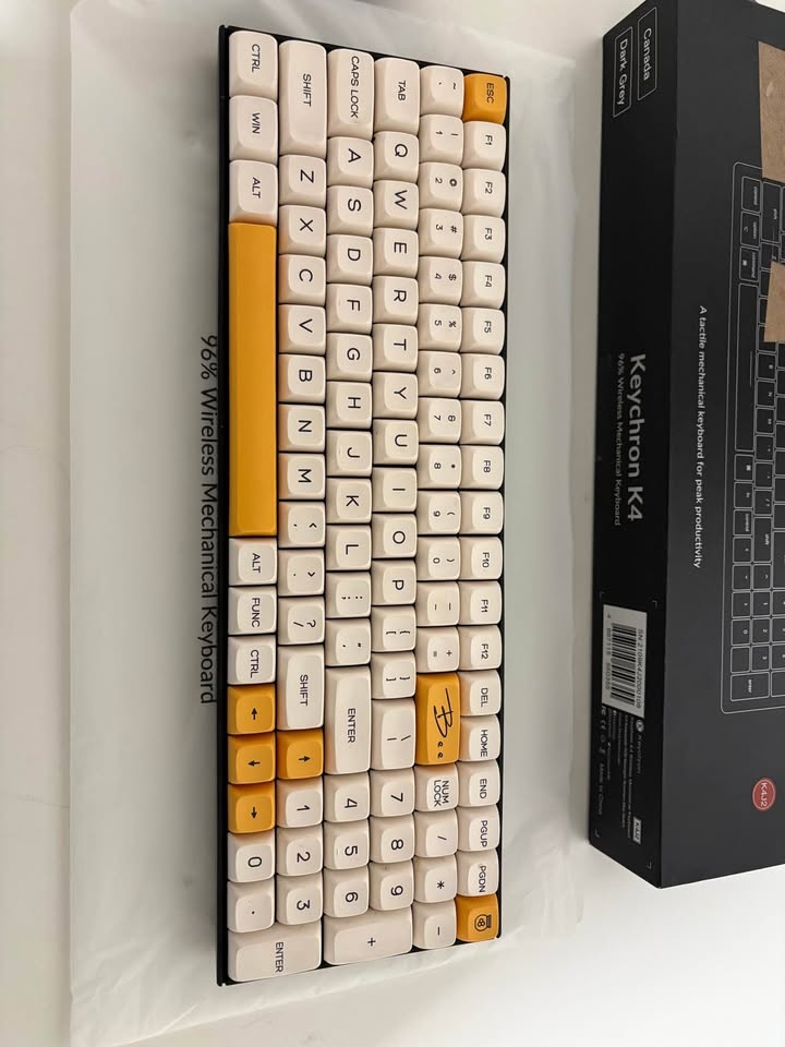 Keychron K4 96% Wireless Mechanical Keyboard - White/Yellow Keyc - photo 3
