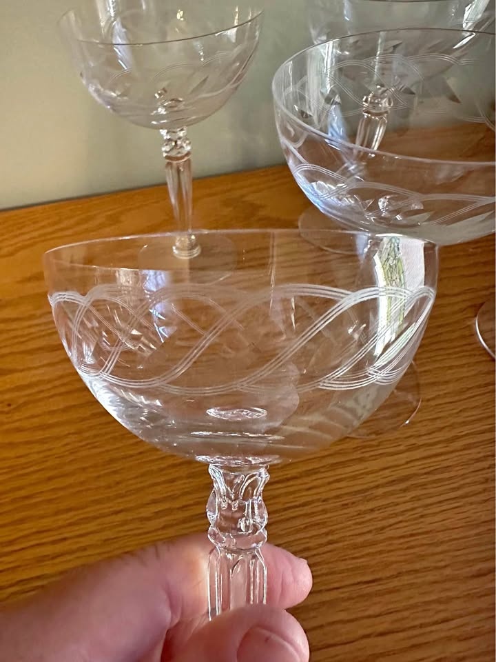 Vintage Crystal Champagne Glasses - Set of 4