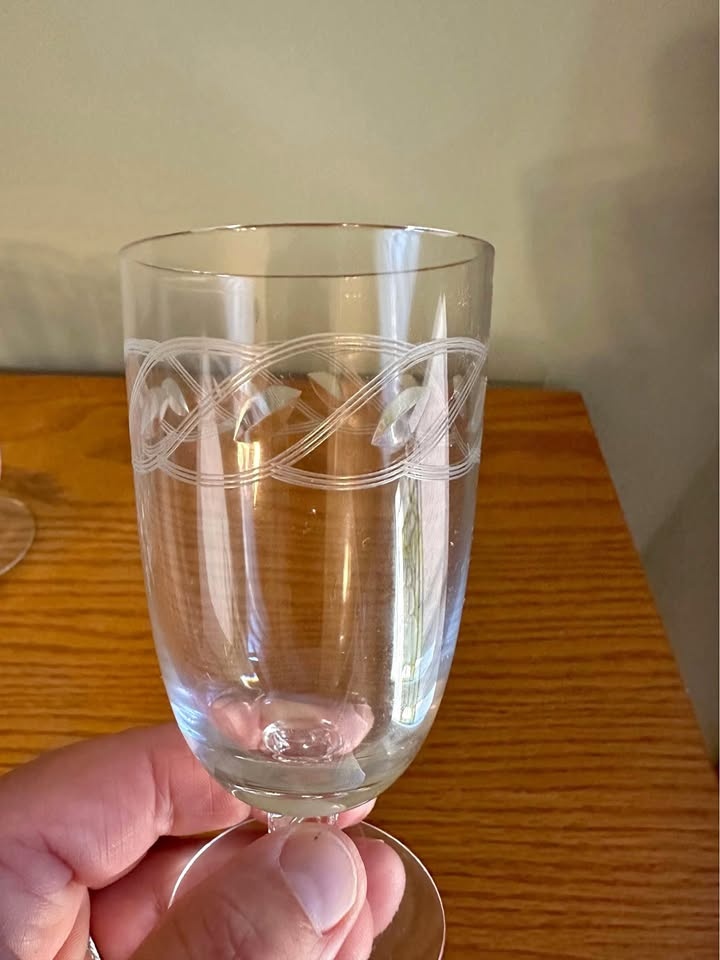 Vintage Crystal Etched Glasses - Set of 6
