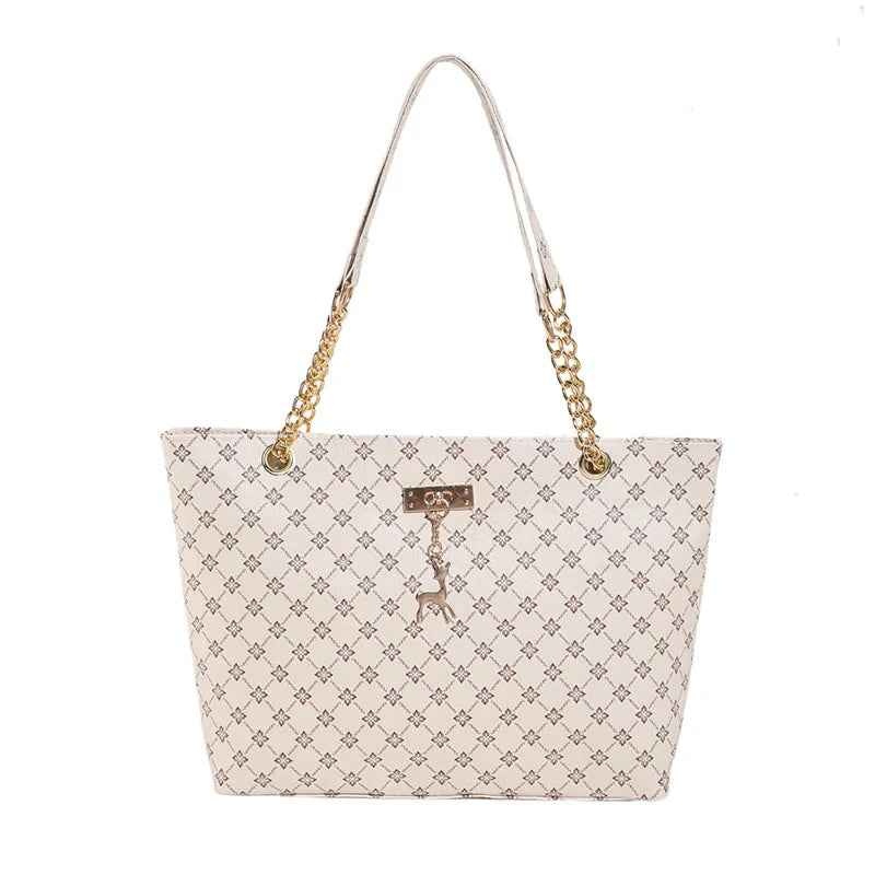 Monogram Tote Bag with Chain Strap & Deer Charm - photo 4