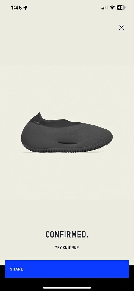 YZY Knit Runner Yeezy Size 9 Fade Onyx