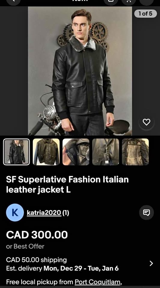 SF Superlative Fashion Italian leather jacket L