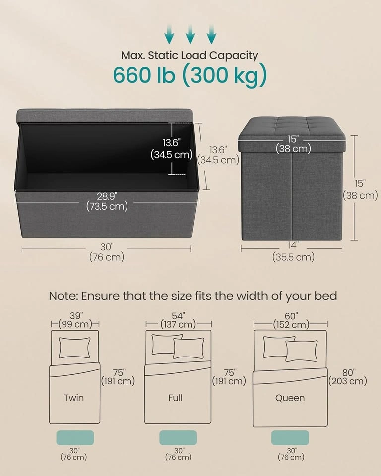 Folding Storage Ottoman Bench - photo 4