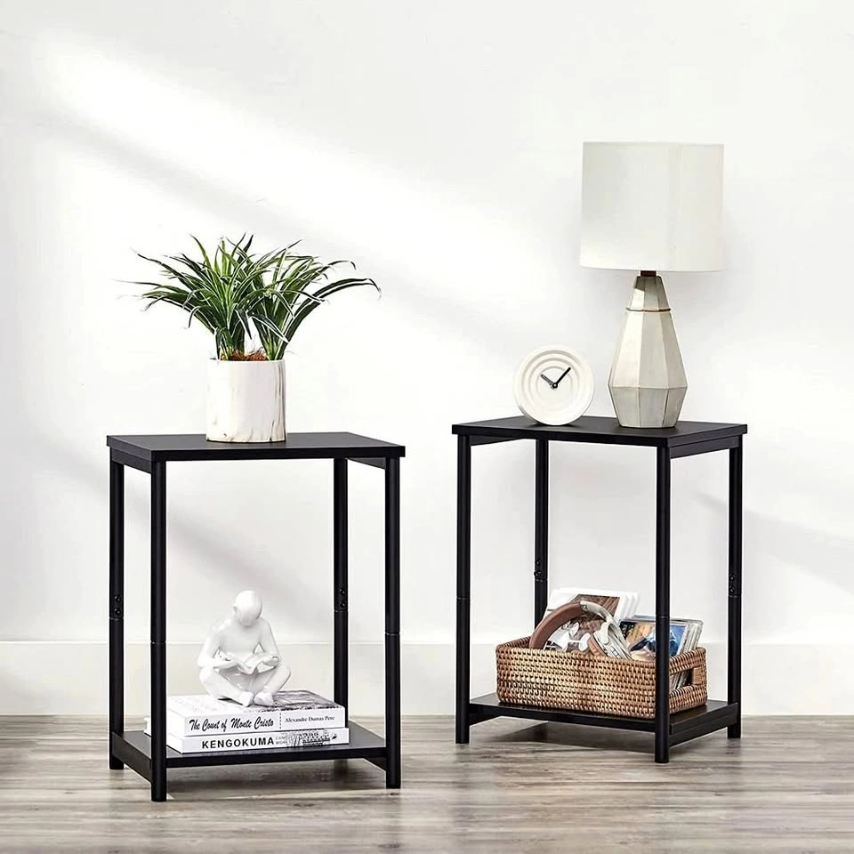 Side Table with Storage Shelf Set of 2