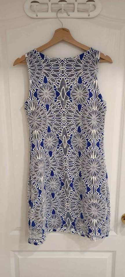 Belle BADGLEY MISCHKA Blue White Lace Dress US/CA 2 - photo 2