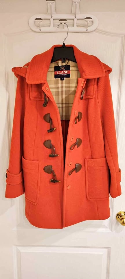 E-LAND Orange Duffle Coat 100%wool
