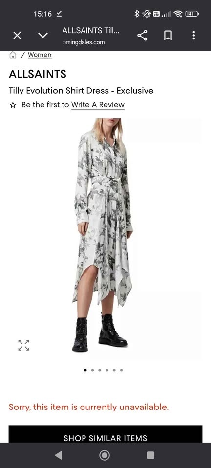 ALLSAINTS Tilly Evolution Exclusive Shirt Dress size medium