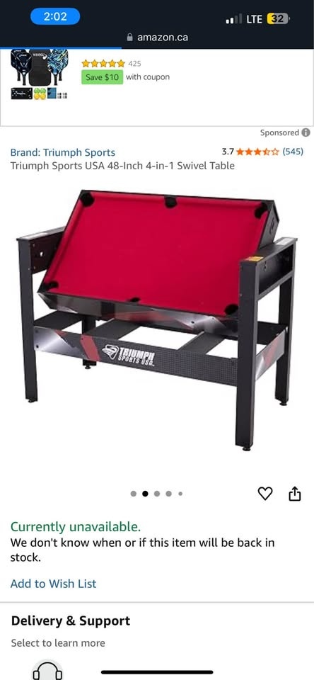 Triumph Sports 4-in-1 Swivel Game Table - photo 4