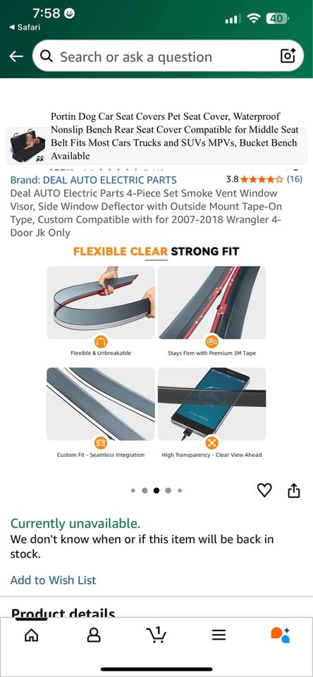 4-Piece Smoke Vent Window Visors for 07-18 Jeep JK - photo 2
