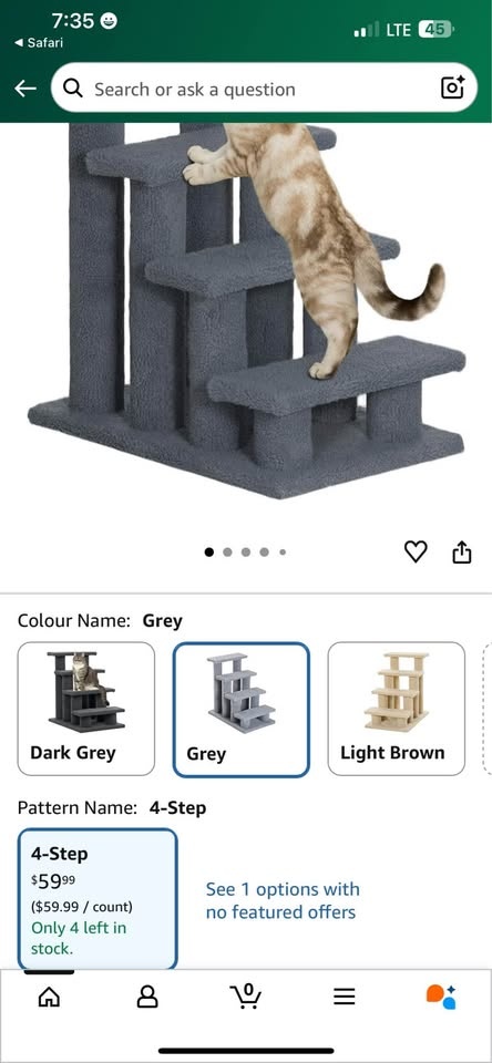 PawHut 4-Step Carpeted Cat Stairs - New - photo 4