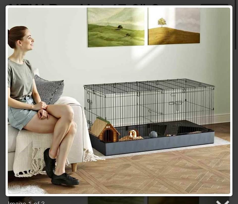 PawHut 47.6" 2 Area Small Animal Cage & Playpen