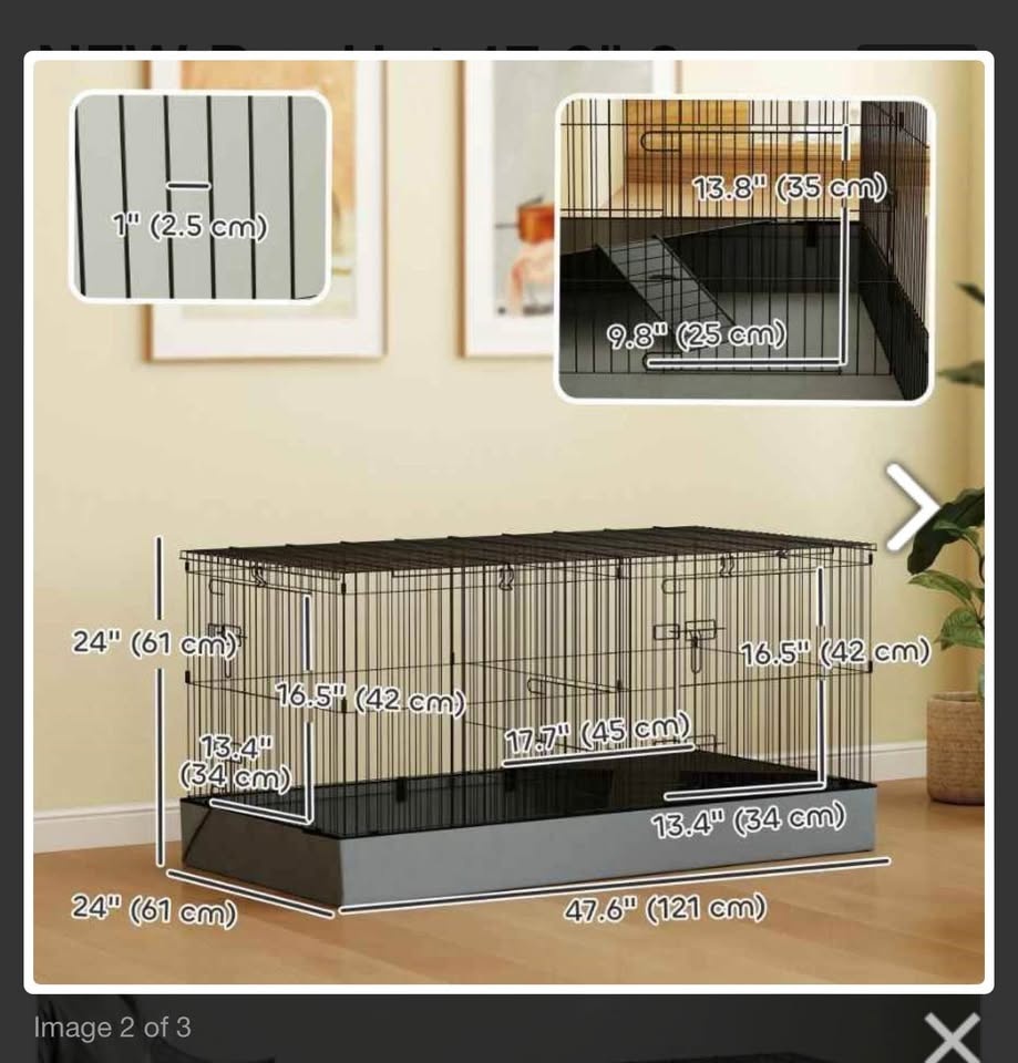 PawHut 47.6" 2 Area Small Animal Cage & Playpen - photo 2