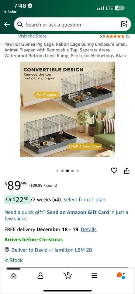 PawHut 47.6" 2 Area Small Animal Cage & Playpen - photo 5