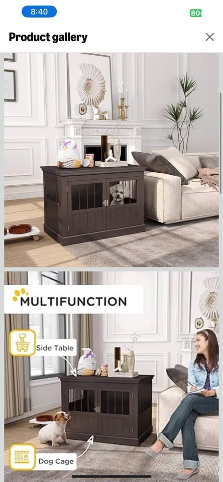 PawHut 31" 3-Door Dog Crate End Table - Coffee - photo 5