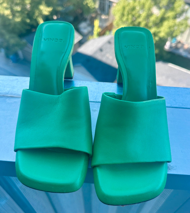 Vince Heels Green Leather Sz 6