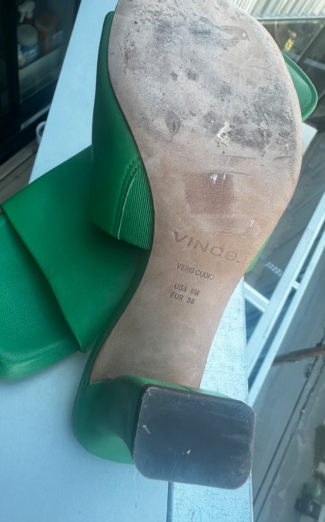 Vince Heels Green Leather Sz 6 - photo 2