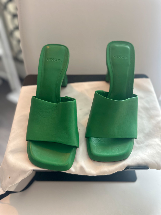 Vince Heels Green Leather Sz 6 - photo 3