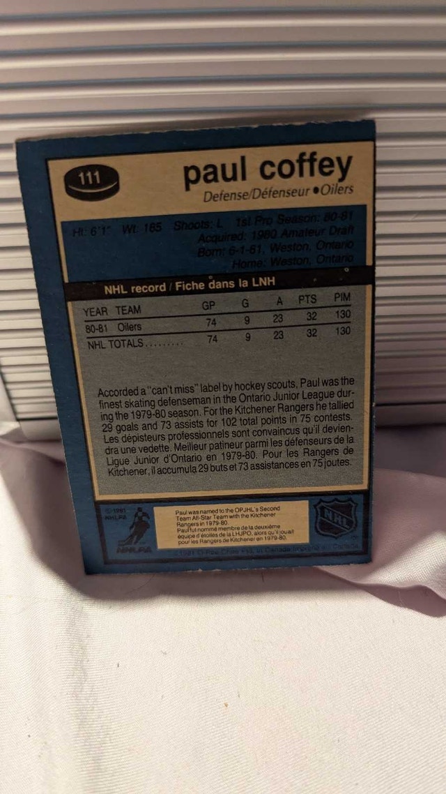 1981 O-PEE-CHEE PAUL COFFEY RC - photo 2