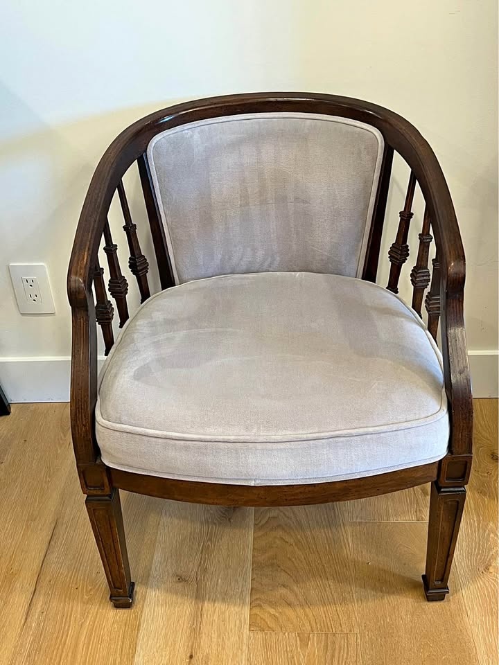 Vintage Regency-Style Barrel Back Armchairs (Pair)