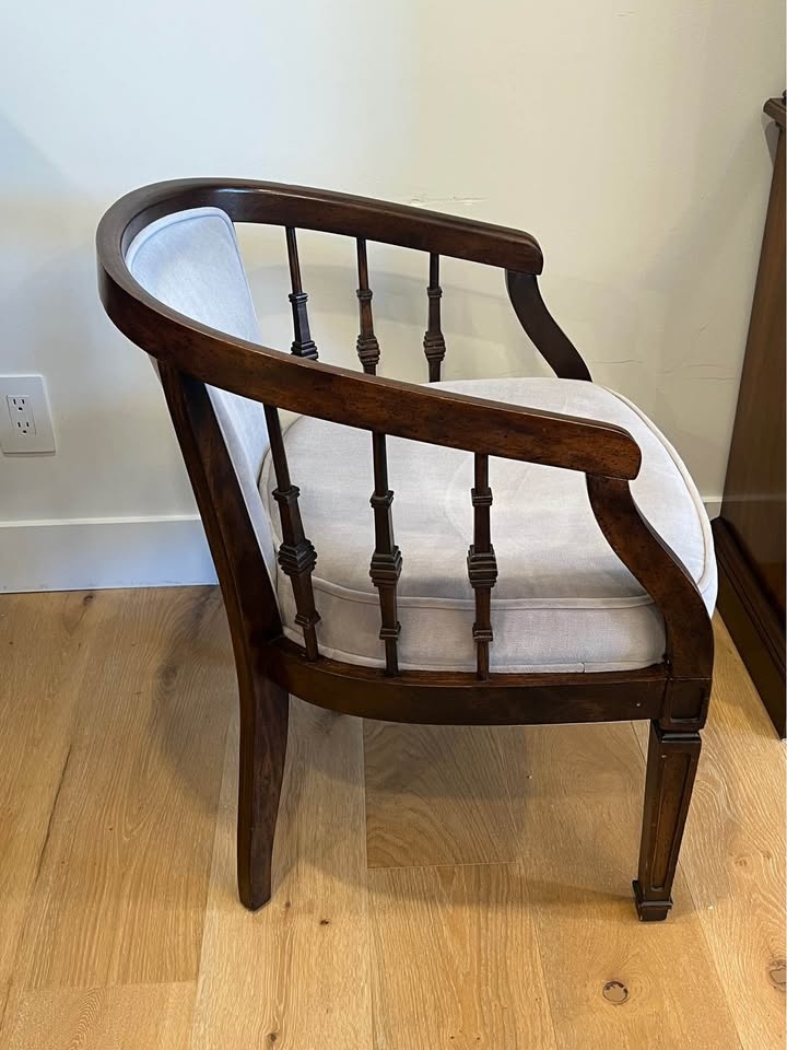 Vintage Regency-Style Barrel Back Armchairs (Pair) - photo 3