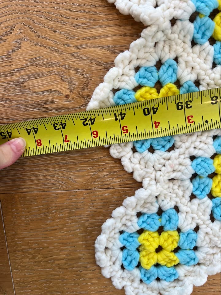Vintage Granny Square Crochet Throw Blanket - Yellow & Aqua Flow - photo 5