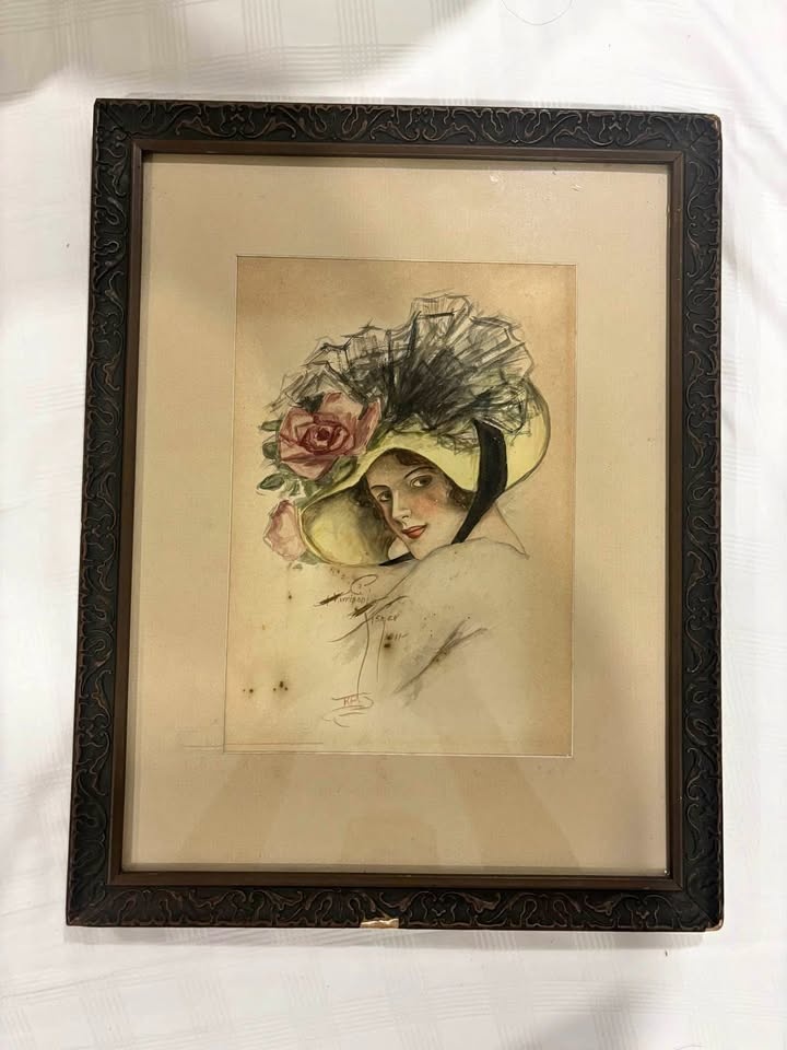 Signed Harrison Fisher original watercolour ‘Portrait of Lady in