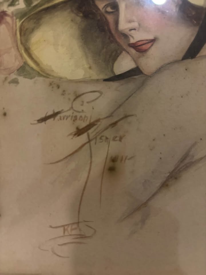 Signed Harrison Fisher original watercolour ‘Portrait of Lady in - photo 2