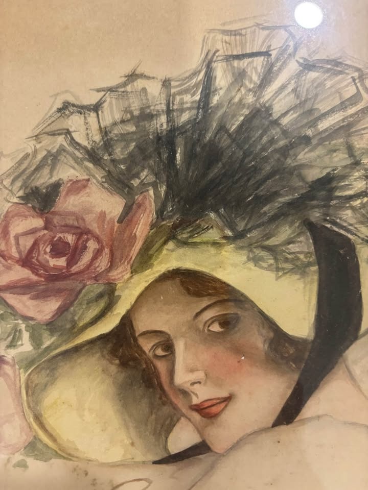 Signed Harrison Fisher original watercolour ‘Portrait of Lady in - photo 3