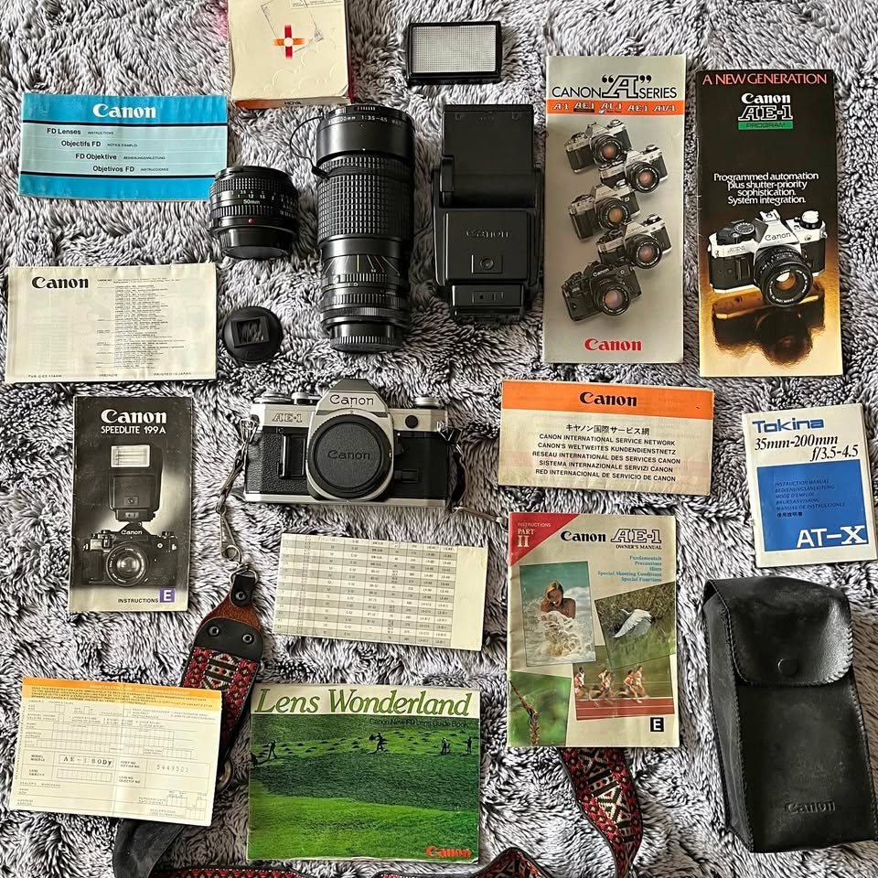 Vintage 1982 Canon AE-1 Camera Bundle w/ Literature