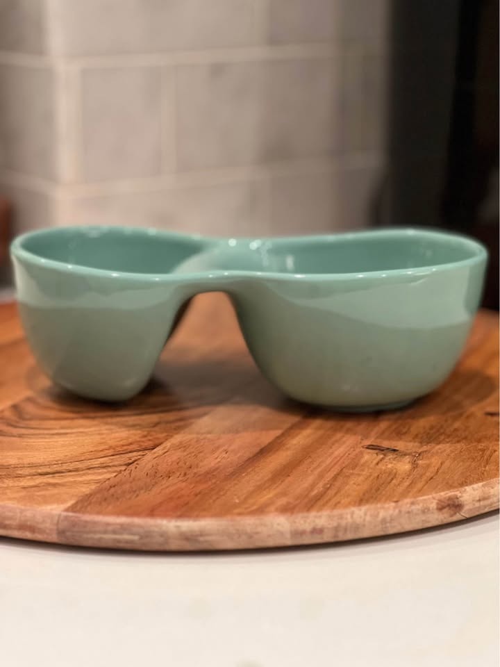 Uncommon Goods Ooma Bowl - Aqua - Dual Chamber Dish - photo 2
