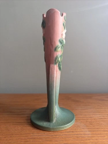 Roseville White Rose 1940 Vintage Art Pottery Bud Vase - photo 4