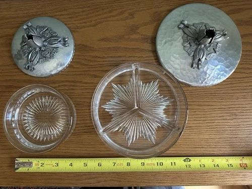 Vintage Silver/Glass Candy Dishes With Intricate Silverplate Flo - photo 2