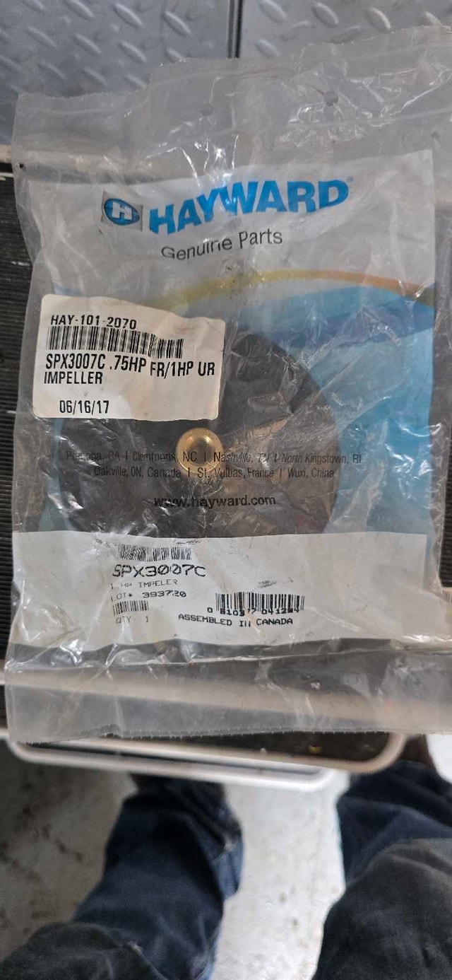 New Hayward SPX3007C Impeller for Hayward Pumps (.75HP FR/1HP UR