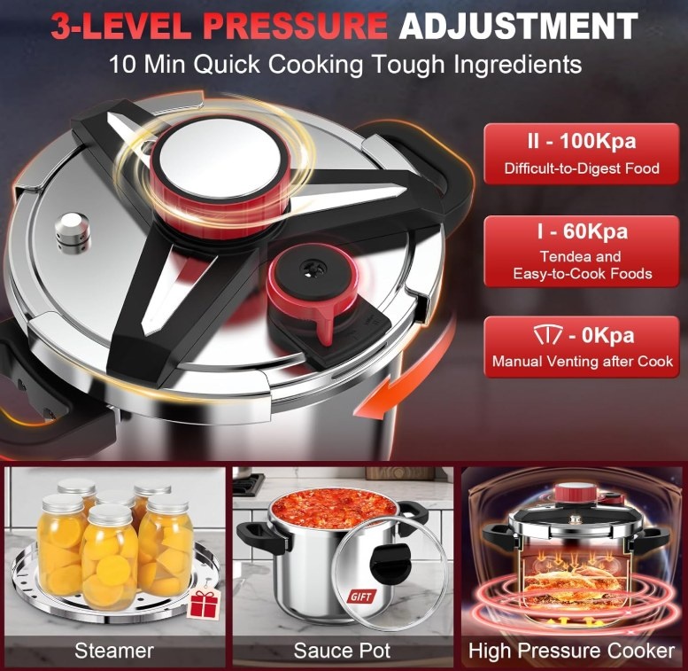 NEW Stainless Steel Pressure Cooker 8 Quart - photo 2