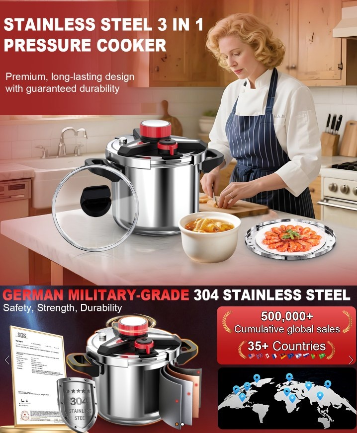 NEW Stainless Steel Pressure Cooker 8 Quart - photo 5