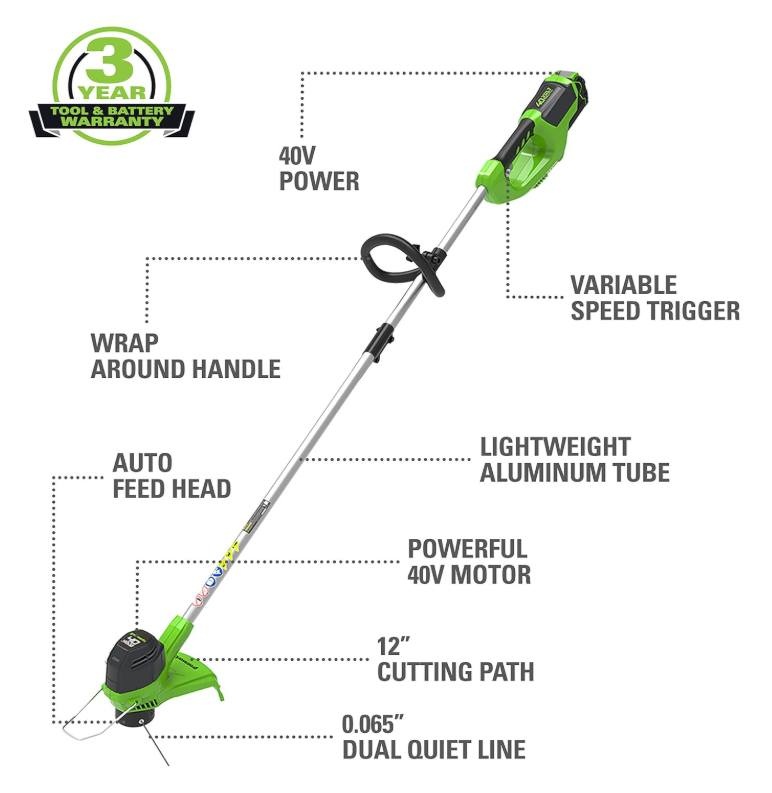 New Greenworks 40V Cordless String Trimmer w/ Battery - photo 2