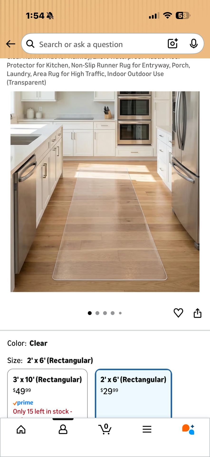 Clear Runner Mat for Hallway, 2x6 ft - photo 2